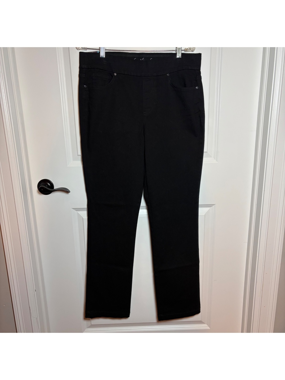 Avery Black Pull-On Straight Leg Mid-Rise Pants Size 12
